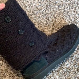 Black Knit Tall Foldable Uggs